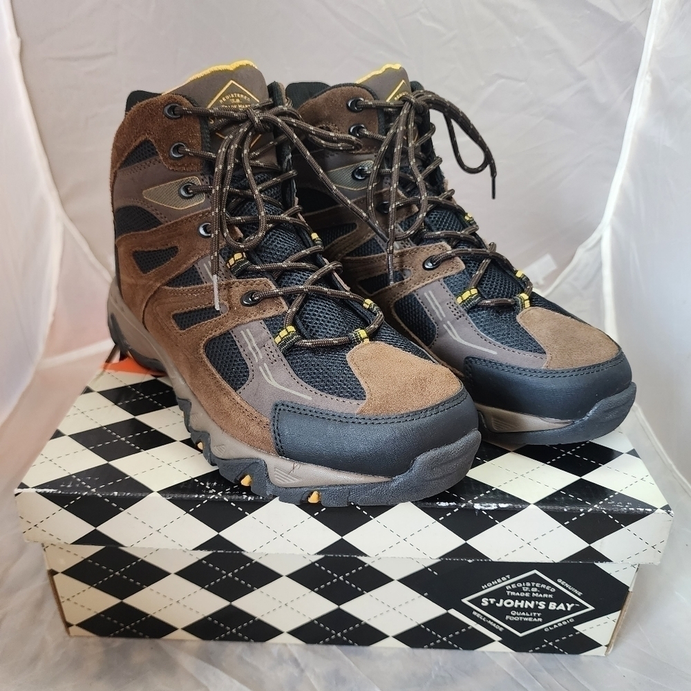 St John's Bay Wharton Leather Hiking Work Boots Outdoors Men's 10 M Leather EUC